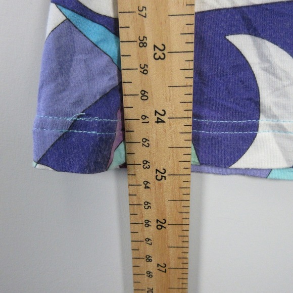 Emilio Pucci Firenze Top Shirt Women M * Blue Abstract V Neck Y2K Designer 142 - Picture 9 of 10
